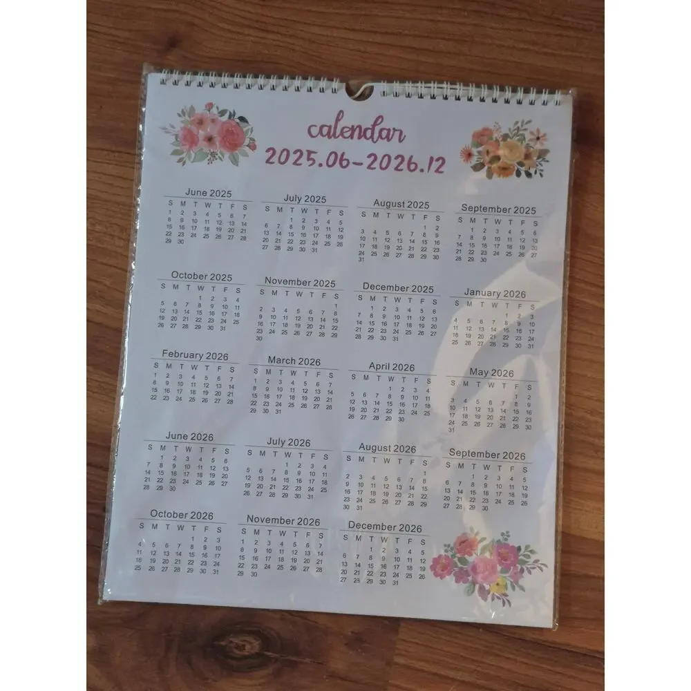Vertical Wall Calendar 18 Months Hanging Jun. 2025-Dec. 2026 Floral 14